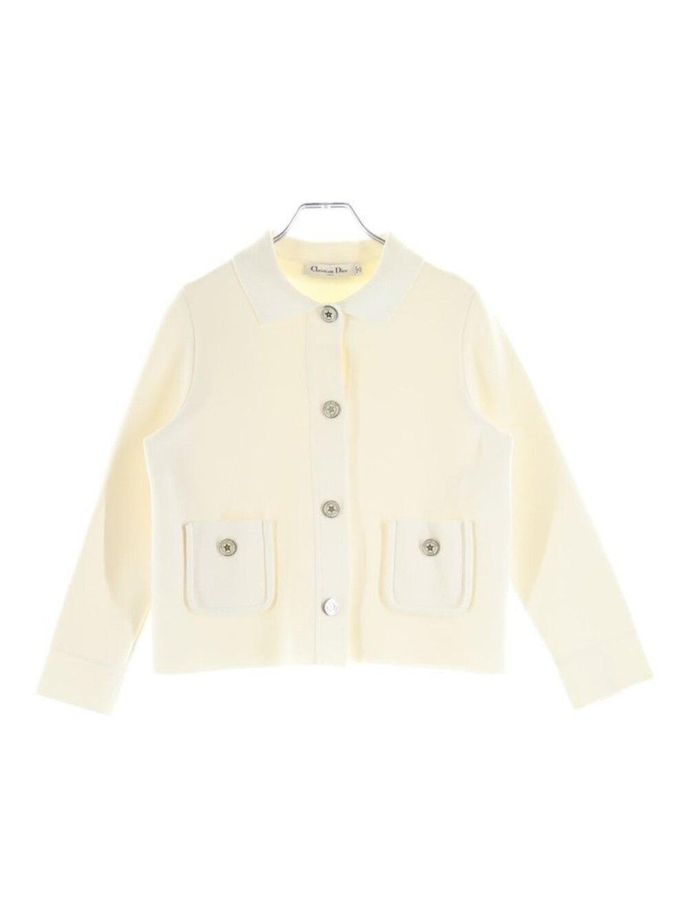 Dior Star Logo Button Cropped Tailored Jacket White